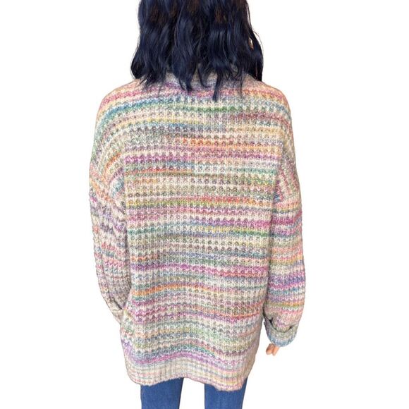 TopShop Space Dye Rainbow Chunky Turtleneck Oversized Sweater Medium - Picture 6 of 6